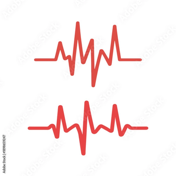 Obraz Red Heartbeat EKG Pulse Line Flat Vector Icon