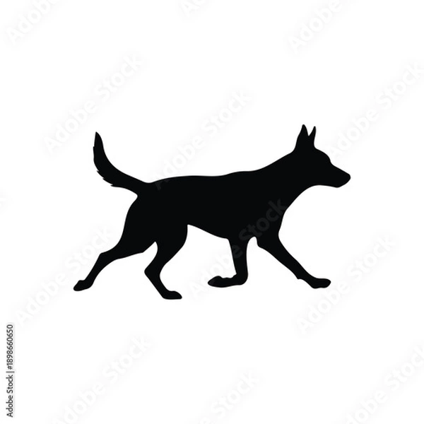 Obraz Running dog silhouette icon vector flat design.