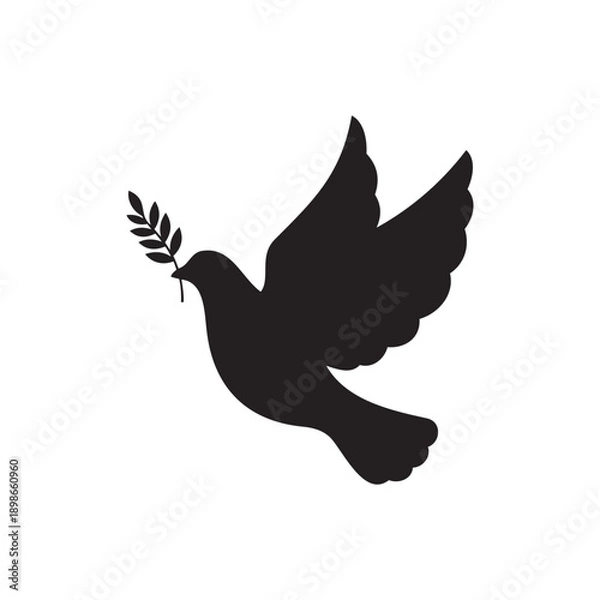 Obraz Peace dove silhouette icon vector flat design.