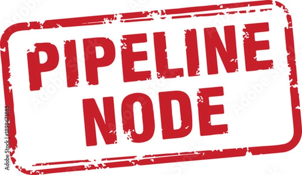Obraz Red pipeline node text stamp on white background for industry concepts