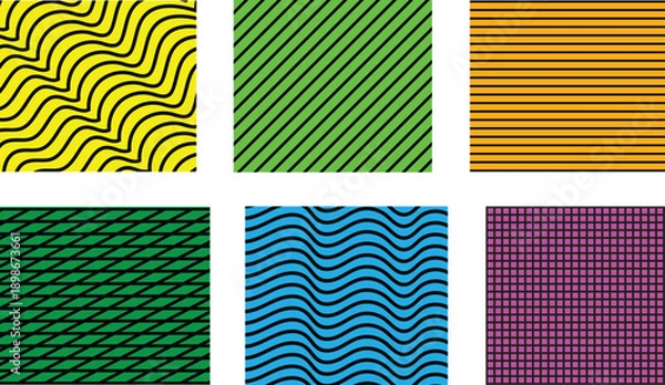 Obraz Colorful Abstract Seamless Line Pattern Set.