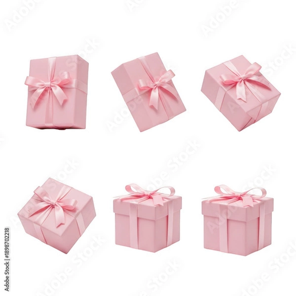 Obraz Assorted pink gift boxes with elegant ribbons and bows