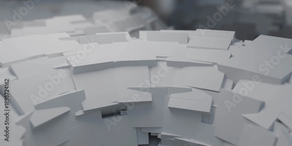 Fototapeta Layered white architectural model 3d render