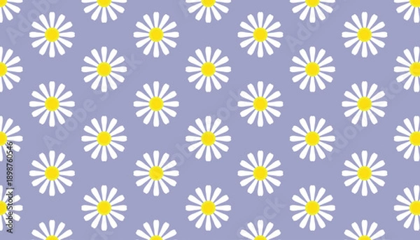 Obraz Seamless White Daisy  Wildflower Pattern, Retro Floral Vector Background.
