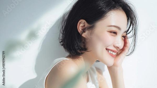 Obraz 健康的な白い歯を見せている笑顔の女性
