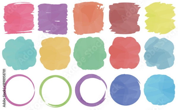 Fototapeta 水彩で描いたようなカラフルなフレームのセット