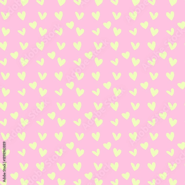 Obraz Pink Background with Yellow Heart Seamless Pattern