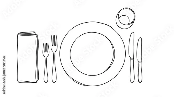 Fototapeta Minimalist Dinner Table Setup.