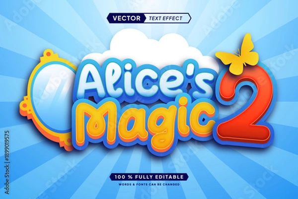 Obraz Text effect editable 3d gaming alice magic cartoon font style