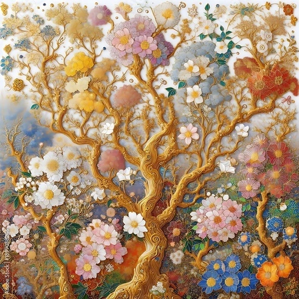 Fototapeta abstract background with flowers