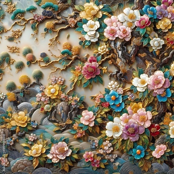 Fototapeta abstract background with flowers