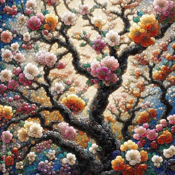 Fototapeta abstract background with flowers