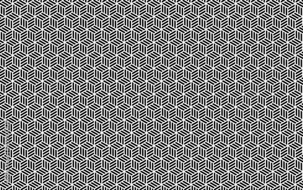 Fototapeta シームレスなモノクロ和柄パターン。亀甲網代。