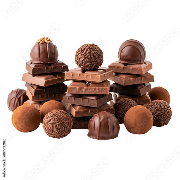 Obraz chocolate with nuts isolated on white background