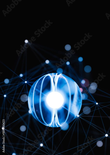 Obraz Quantum Particle Energy Core Tech Network Concept Vertical Background. 3d rendering