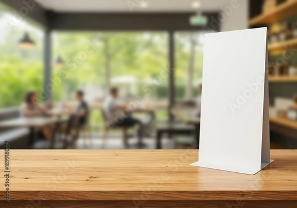 Obraz Blank Menu Stand: Cafe Ambiance Mockup