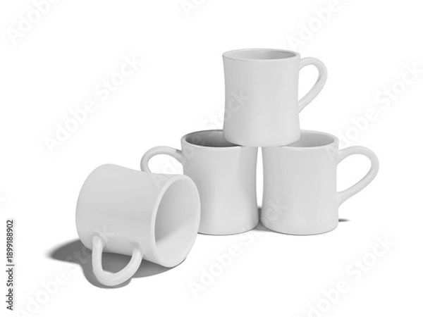 Fototapeta White Blank Beverage Mug Mockup 3D Rendering