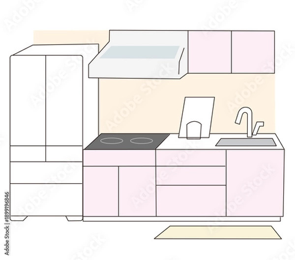 Obraz 冷蔵庫とキッチンのベクターイラスト

