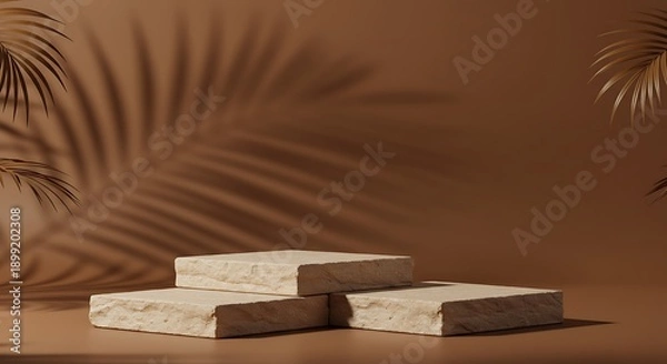Obraz Earthy Tones: 3D Rendered Stone Podium