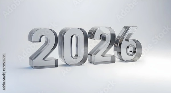 Obraz 2026 New Year Silver Text
