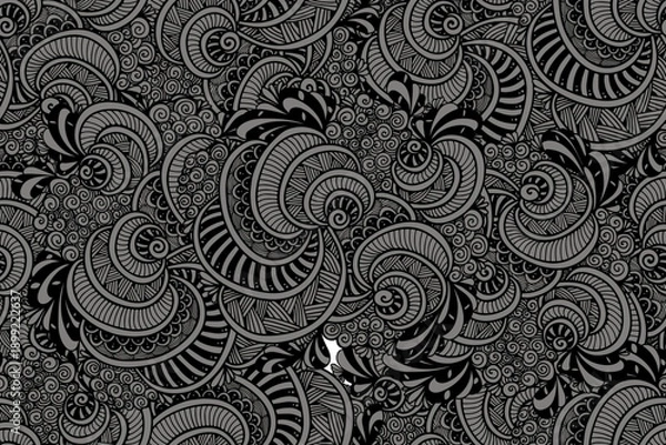 Fototapeta seamless pattern abstract zen tangle doodle