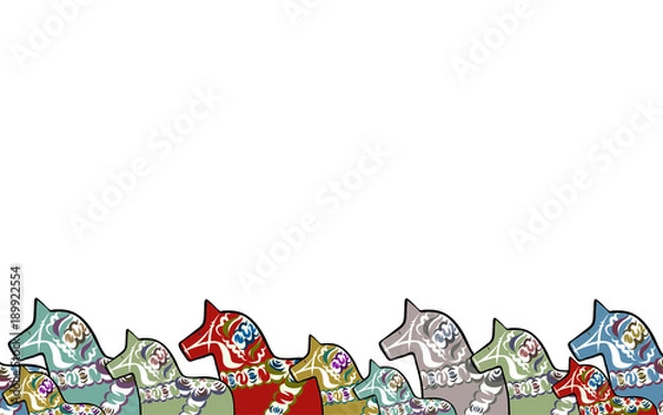 Obraz Background wallpaper painted horses, vector