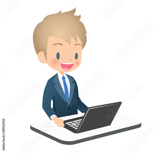 Fototapeta パソコンを使うスーツ姿の若い男性ビジネスマン