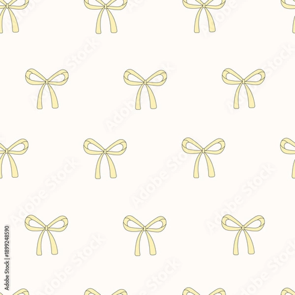 Obraz Delicate Yellow Bow Pattern Background For Design, Gift Wrap, And Craft Projects