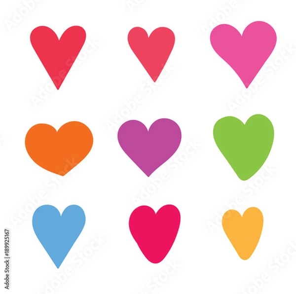 Fototapeta Hearts for greeting cards colorfull set