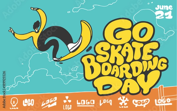 Obraz Go skateboarding day. Boy jumping on skateboard. 