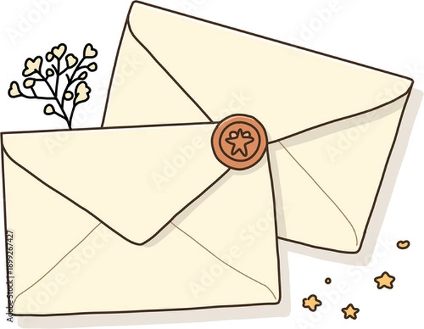 Obraz 마음을 전하는 편지봉투 이미지로 손편지, 감사 메시지, 고백과 초대 등 감성적인 소통과 따뜻한 분위기의 디자인에 활용하기 좋은 편지 테마 비주얼