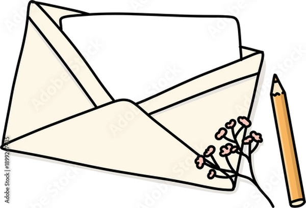 Obraz 마음을 전하는 편지봉투 이미지로 손편지, 감사 메시지, 고백과 초대 등 감성적인 소통과 따뜻한 분위기의 디자인에 활용하기 좋은 편지 테마 비주얼