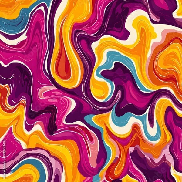 Obraz Wavy psychedelic pattern with bold swirling lines