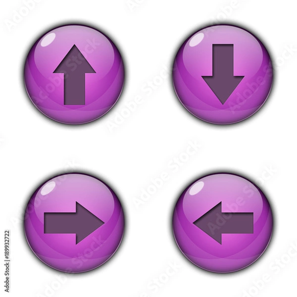 Fototapeta 3D Button Left right up down Purple Color