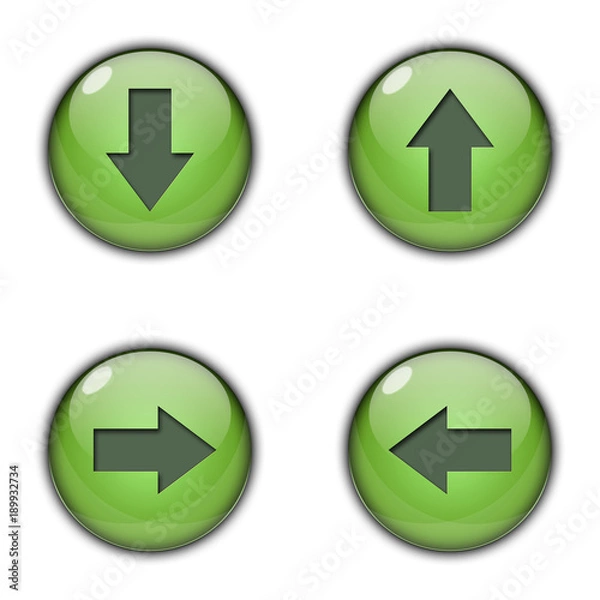Fototapeta 3D Button Left right up down Green Color