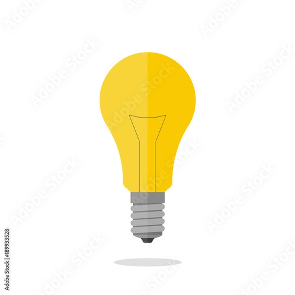 Fototapeta Light bulb on isolated white background. Symbol of the idea. Vector illustration