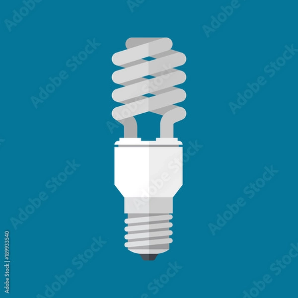 Fototapeta fluorescent light bulb in flat design. Vector illustration