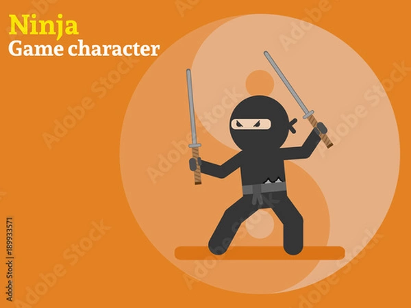 Obraz Ninja. Postać z gry 2D. Ilustracji wektorowych