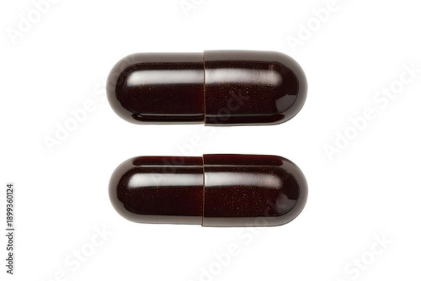 Obraz Two dark brown capsules, top view