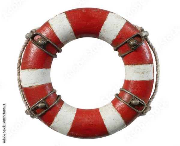 Obraz A red and white life preserver