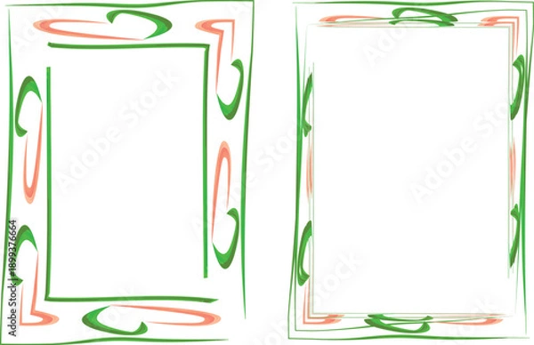 Fototapeta green colorful stroke abstract elements outline frames