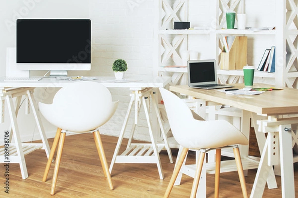 Fototapeta Loft interior with workplace