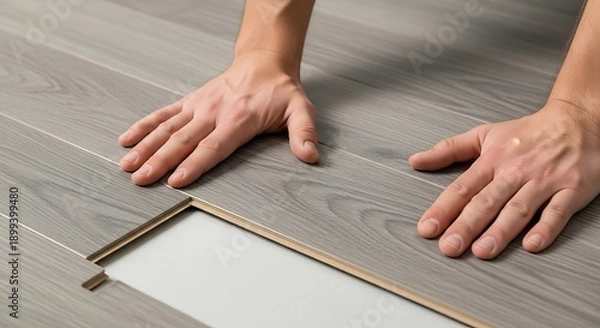 Obraz Laying laminate flooring with professional installing durable material
