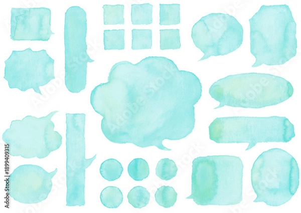 Obraz 吹き出し、水彩、パステルカラー、水色、青
