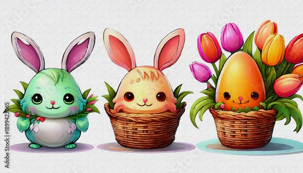 Obraz easter bunny and easter eggs