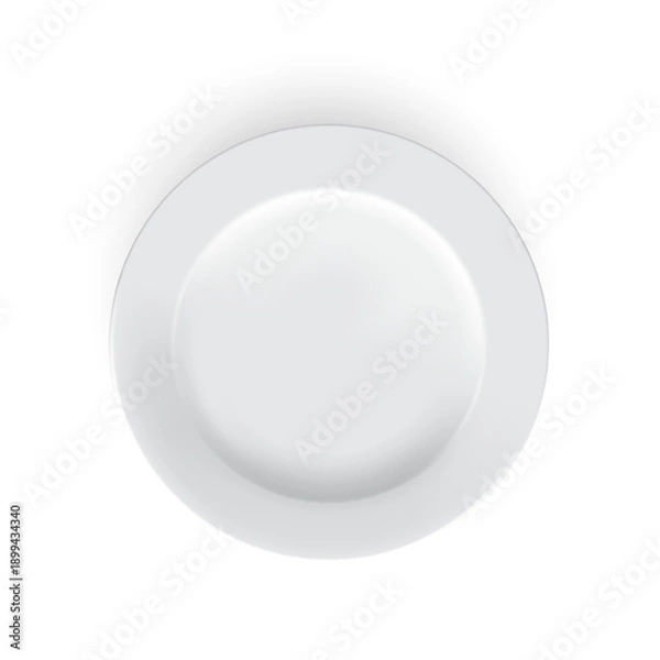 Obraz Empty White Plate Top View Isolated Vector Illustration