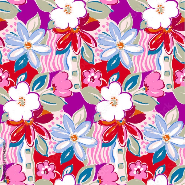 Fototapeta seamless pattern with flowers