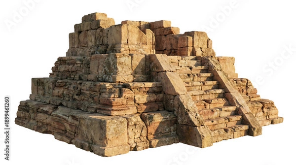 Obraz Ancient stone temple ruins structure isolated on transparent background