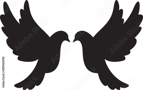 Obraz Two Doves Black and White.  