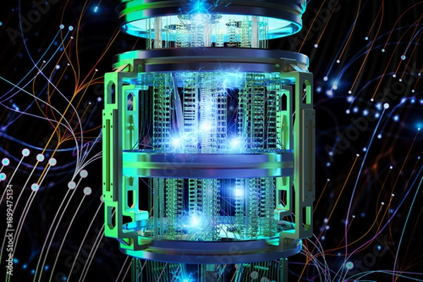 Fototapeta Quantum computer machine for big data analysis